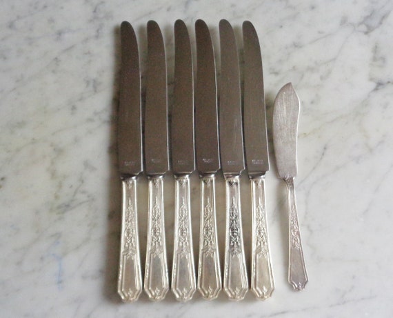 1847 Rogers Bros Ancestral 9 3/8 Inch Set of 6 Dinner Knives +