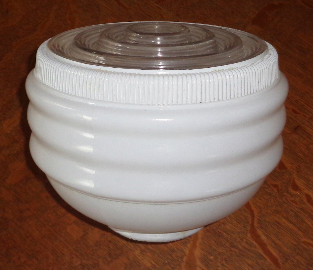 Bullseye Skyscraper Glass Light Fixture Cover Shade 8 1/2 X 7 Inch