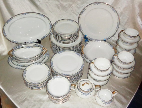 め*い様 Noritake 4人分セット シグニチャー チェーン柄　プラチナセッ Vintage Noritake China Set, Discontinued Pattern Monica 5817