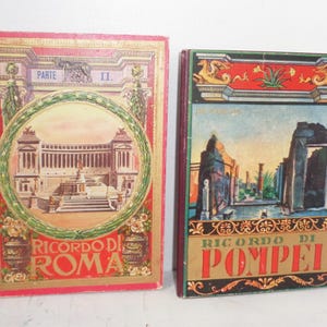 Impresiones fotográficas de Ricordo Di Pompei y Roma de los años 40 y guía de mapas Libros de recuerdos