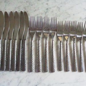Cambridge Arkita Hammered Stainless Steel Dinnerware: Knives & Forks