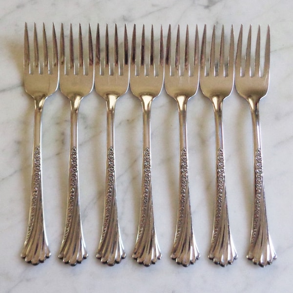 Oneida Distinction Deluxe HH Stainless Spring Glen 6 7/8 inch Set of 7 Salad Dessert Forks