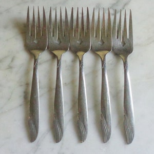 SURF Stainless by Oneida Ltd 6 1/4 inch set of 5 Salad Dessert Forks