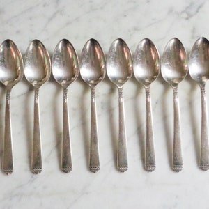 1881 Rogers Oneida Surf Club Silver Plate 6 inch Set of 8 Teaspoons