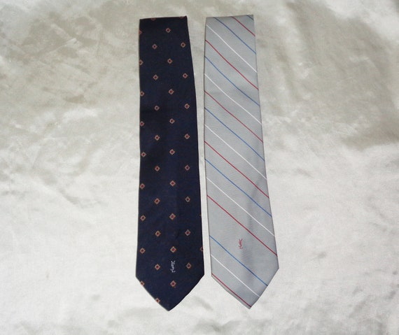 2 Mens Neck Tie's, Yves Saint Laurent, Vintage 19… - image 1