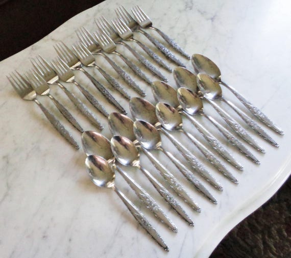 食器 rosa Continental Stainless Flatware Flower Scroll Handle Set Of 5