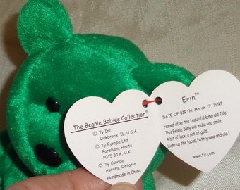 Ty Beanie Babies Baby 1997 Erin Bear March 17, 1997 W Error Tags