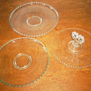 Bandejas Imperial Candlewick de 12 y 13 1/4 pulgadas, bandejas para servir tipo bol y bandeja para pasteles con asa en forma de corazón.