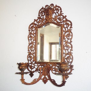 Antique Bronze Candle Holder Mirror: National Brass Iron Works, Late 1800s