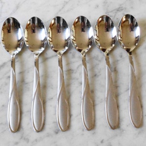 6 Cambridge Stainless Gabriella Sand Pattern Teaspoons ~ 6 7/8 inches long