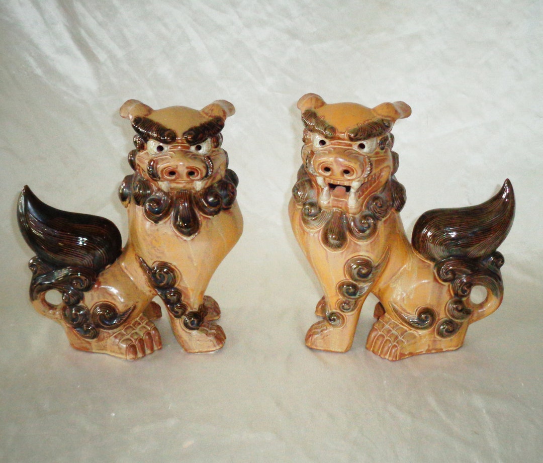 Foo Dogs Figures Vintage Signed Andrea by Sadek Made in Japan Set
