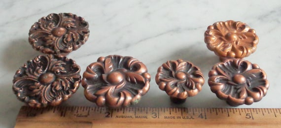 Ajax Amerock Rosette Leaf French Copper Vintage Drawer Pull