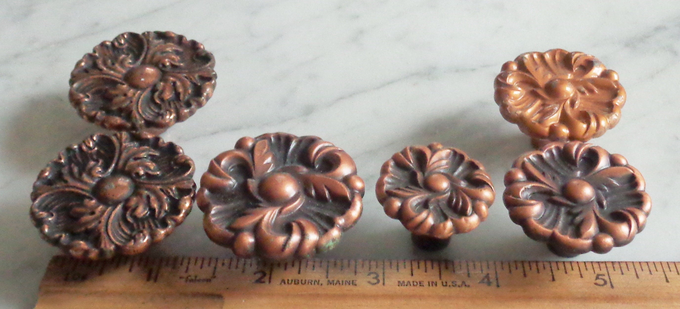 Ajax Amerock Rosette Leaf French Copper Vintage Drawer Pull