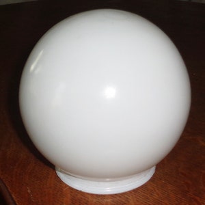 White Ball Orb Globe Small 5&quot; Vintage MCM Replacement Glass 3 1/4inch fitter rim