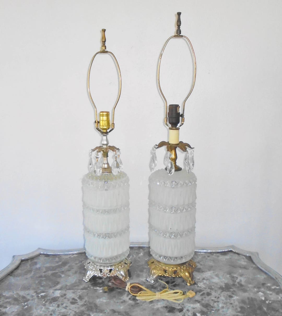 French Provincial Table Lamp Set Vintage Mid Century John Virden Style