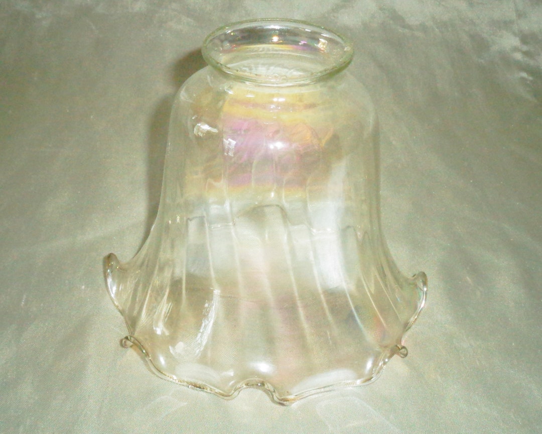 Iridescent Glass Ruffled Rim Ceiling Wall Sconce Glass Replacement Lamp