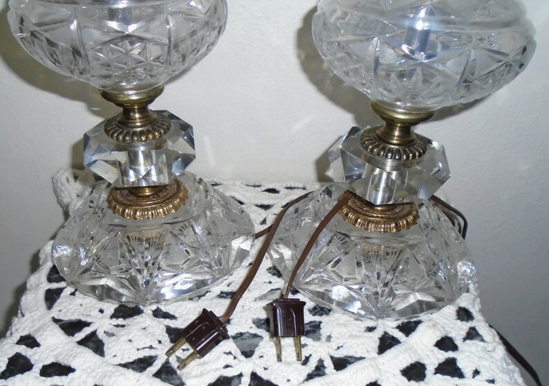 Bohemian Lead Crystal Czechoslovakia Table Lamps Set of 2 RARE Etsy