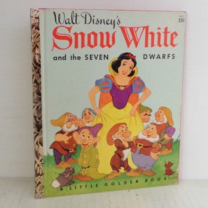 Walt Disney&#39;s Snow White and The Seven Dwarfs Little Golden Book 25c #D65 1948 &quot;Q&quot; Edition Simon and Schuster