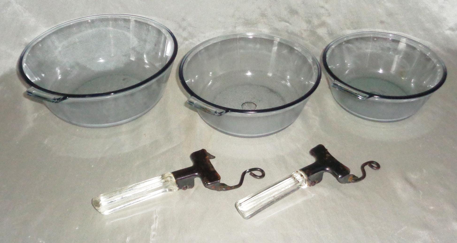 Pyrex Removable Handle 3 Pyrex Flameware Cookware Glass Sauce Pans W 2 Detachable Handles 834 ...