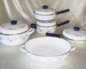 Blue Garland Johann Haviland Metal Enamel Dutch Oven, Skillets, Sauce Pan & Roaster with Lids
