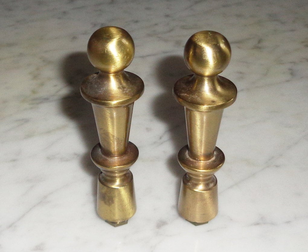 Set of 2 Vintage Solid Brass Pinecone Finial Ornamental Decor Pair