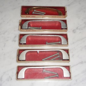 National Lock R208 Brass & Nickel Bar Cabinet Drawer Pull Handles set of 5 Vintage
