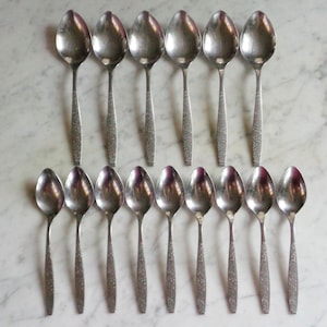 Montina 1881 Rogers Stainless 6 Table Soup Spoons & 9 Teaspoons