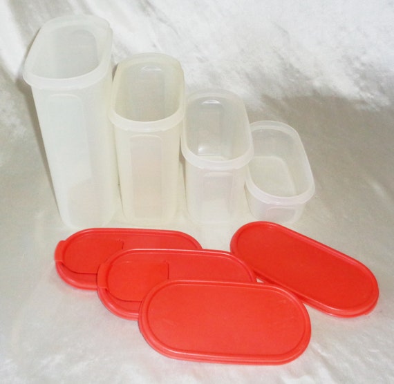 タッパーウェア　いろいろ　7個 7個入り タッパーウェア モジュラーメイツ 赤い蓋と白い容器 ロット