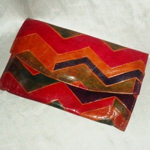 Vintage MTG 1992 Faux Leather Wallet Bill-a-fold Clutch w 2 bolsillos de pared abierta, 1 cierre de cremallera