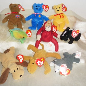 Ty Teenie Beanies von McDonalds ~ 1993 1999 Fish Camel Monkey Brittania Husky Bears +