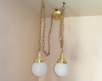 Double Arm Orb Strand Pendant Hanging Swag Light Fixture