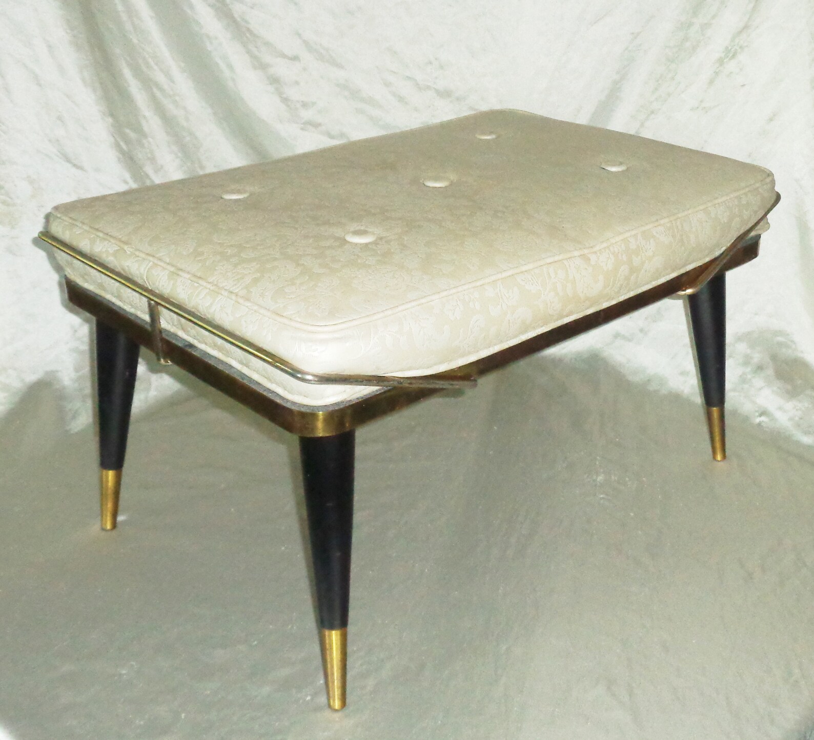 Foot Stool Coffee Table Bench Ottoman Brass Frame Wood Legs Etsy