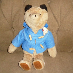 Paddington Bear 20in 1970s Plush Bear w Eden Toys Inc Sewn in Haiti Tag, Vintage