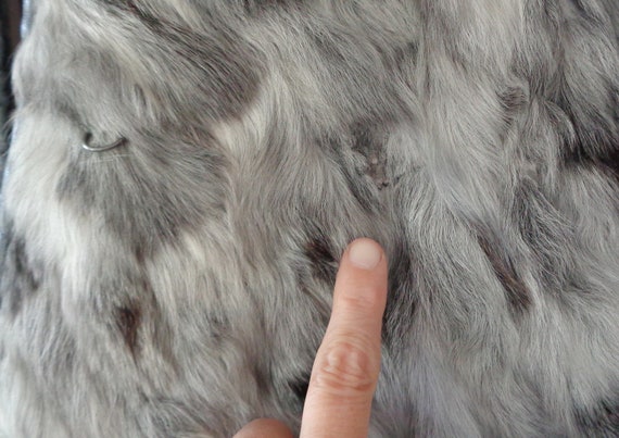 Fox Fur Coat w Leather Trim- Gray Black White Ton… - image 5