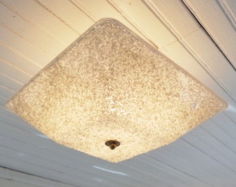 11 1/2" Lucite Sugar Bead Ceiling Light Shade w Light Bulb Holder Vintage MCM #1