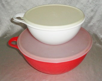 2 Tupperware Thatsa Keeper Taker Mixing Bowl W Lids 12 Cup 2677-B