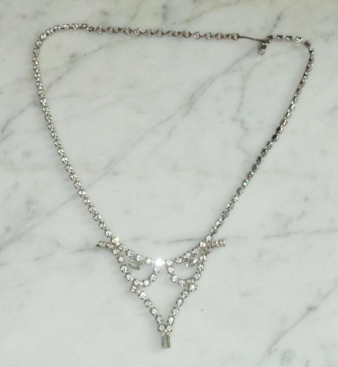 Rhinestone 18 Inch Long Hook Necklace - 108 Stones