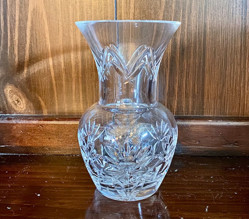 Signed Waterford Crystal Flower Vase W Floral Pattern 6 1/8 Etsy