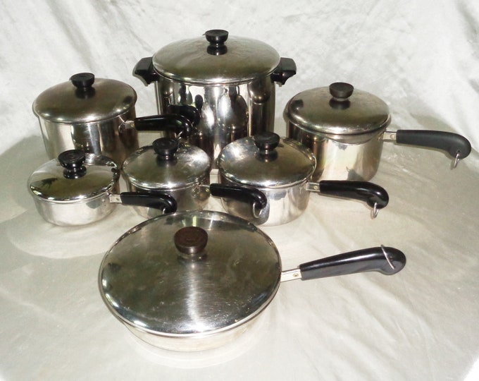 1801 Revere Ware Aluminum Disk Stainless Steel Pots & Pans Set Etsy