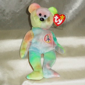 Ty Beanie Babies 1996 Peace The Bear Error Tags PE Pellets #4