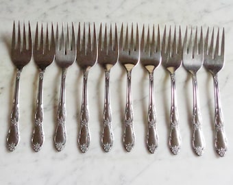 WmA Rogers Oneida Fenway Daydream Stainless Steel Set of 10 Salad Dessert Forks