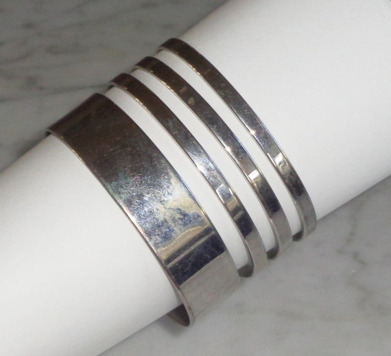 Stainless Silver Tone Metal Cuff Bracelet - image 3