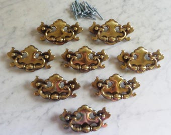 8 Keeler Brass KBC N19564 Chippendale Knocker Door Drawer Pulls ~ 4 1/2" Vintage