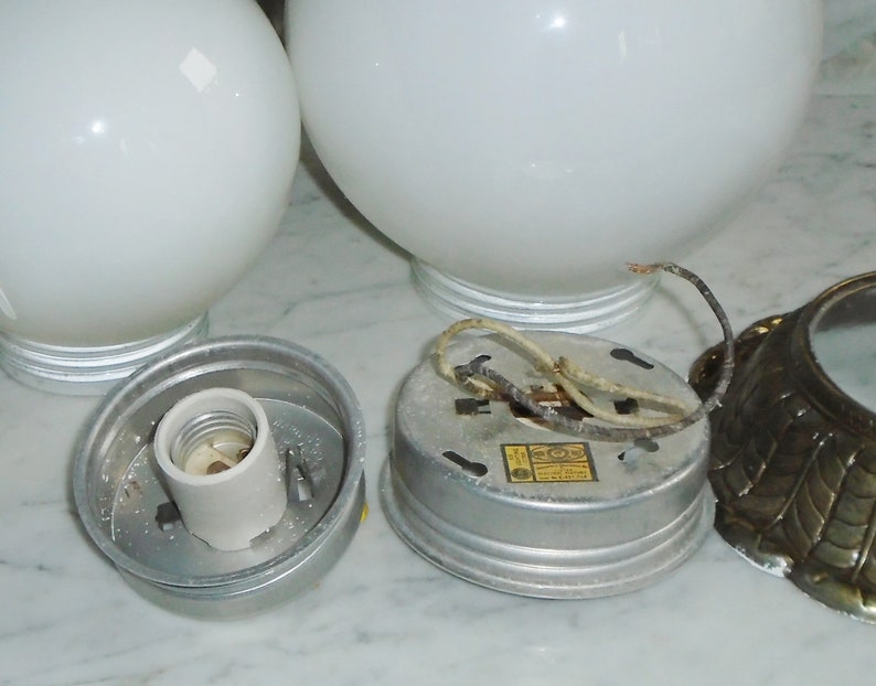 Light Fixture Set Threaded Glass Orb Ball Globe Fixture EJS Etsy