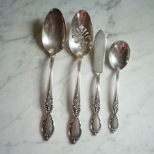 Victorian Rose Wm Rogers &Son IS Silver Serving Spoons Sugar Spoon Master Butter