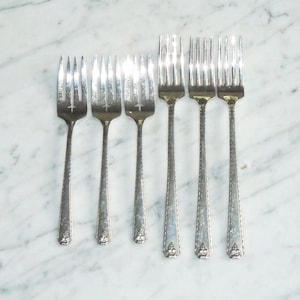 Bordeau Prestige Silver Plate 3 Grille Luncheon Forks & 3 Dessert Salad Forks