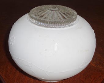 Copertura di ricambio per globo luminoso a forma di fiore e foglia d'uva, stile vintage bianco opaco, attacco da 3 1/4".