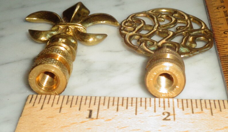 Metal Lamp Shade Holder Finial Lot Large 3 /& 3 14 inch Vintage Fleur Du Lis