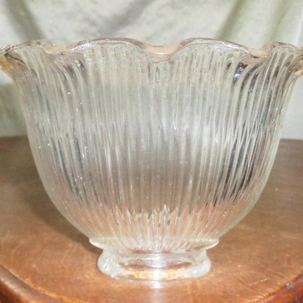 Holophane Glass Shade for Lamp or light Fixture 4 3/8" tall w 2 1/4 inch Fitter Rim, Vintage Antique Industrial Art Deco