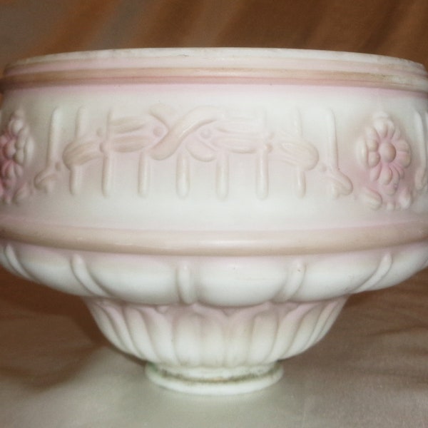 Antique Bisque Diffuser Shade - Glass Light Fixture Lamp Shade Replacement Pink Accents - 6 3/4 inches wide, 4 3/4 Inches tall